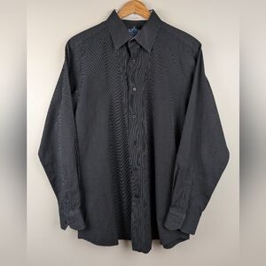Astor & Black Men's Black White Pin Striped Button Up Dress Shirt Medium MGT